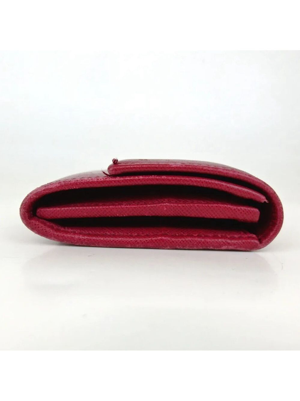 Authentic Salvatore Ferragamo Giancini Dark Pink/Red Leather Wallet Clutch - Picture 4 of 10